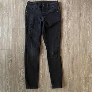 Justice Girls Black Distressed Jeggings Size 8